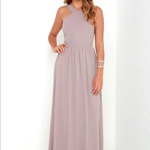Lulus Air of Romance Taupe Maxi Dress, size small